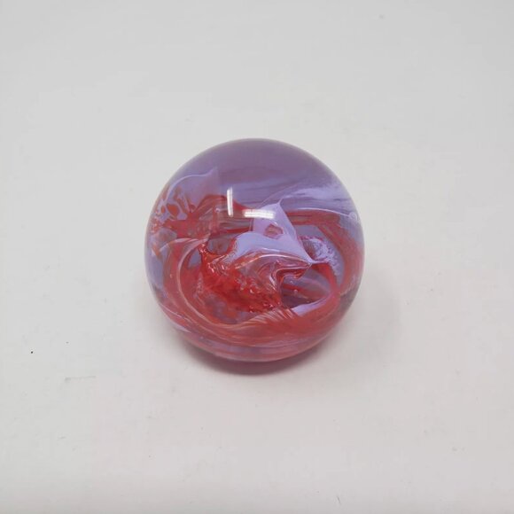 Caithness Moon Crystal Scotland Lt Purple & Red Swirl Blown Glass 2" Paperweight - Picture 2 of 5